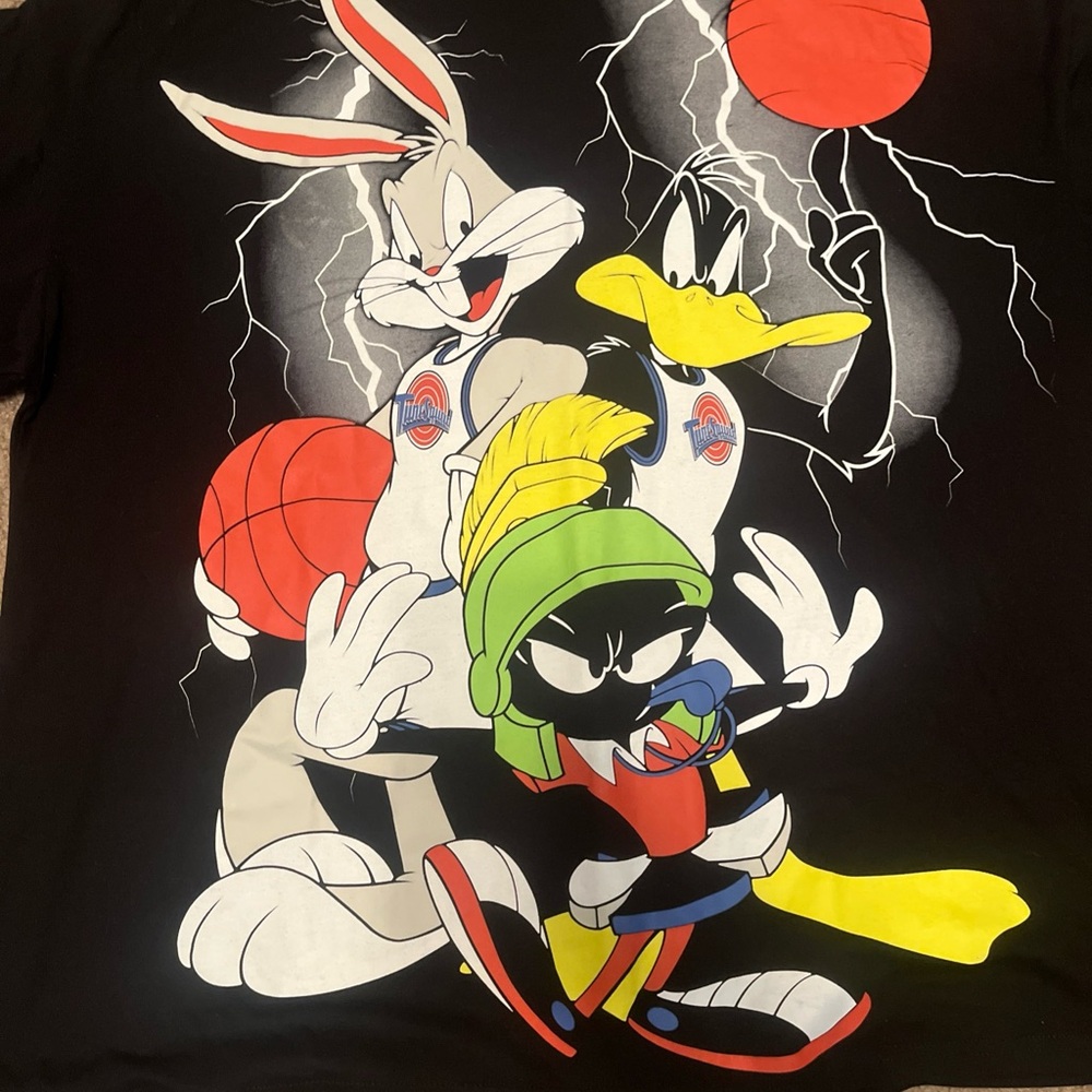 Space Jam A New Legacy Shirt Mens L Black Looney Tunes Bugs Daffy Marvin - Picture 2 of 4